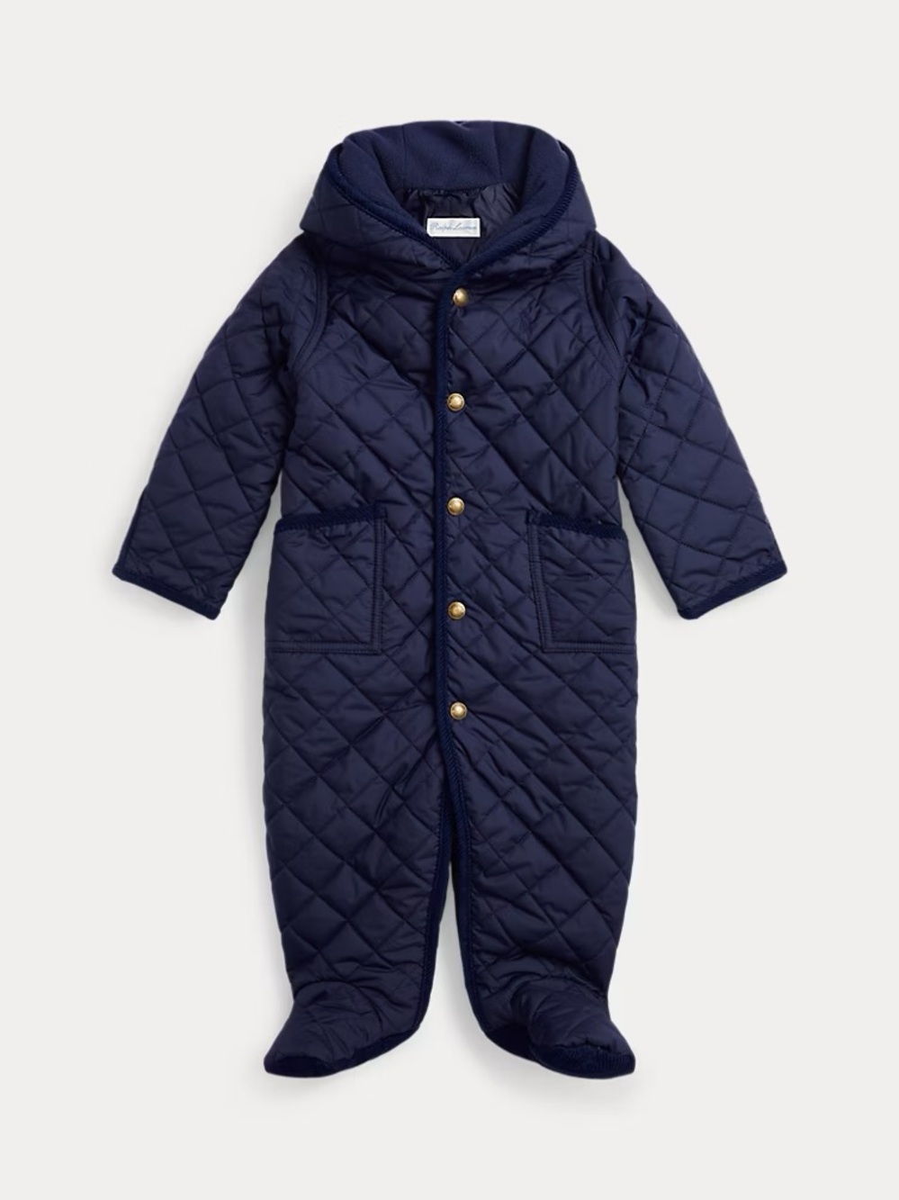 Ralph Lauren Navy Quilted Hooded Barn Bunting Baby Snowsuit